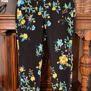 Zac & Rachel Black Floral Skinny Pants - Yellow, Blue, Green, Pink